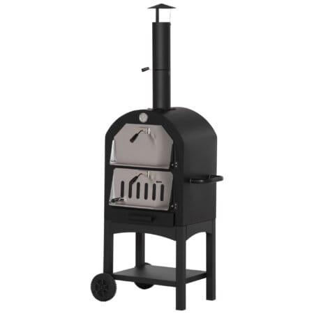 2in1 Pizzaofen Holzkohlegrill BBQ mit Thermometer H: 161cm