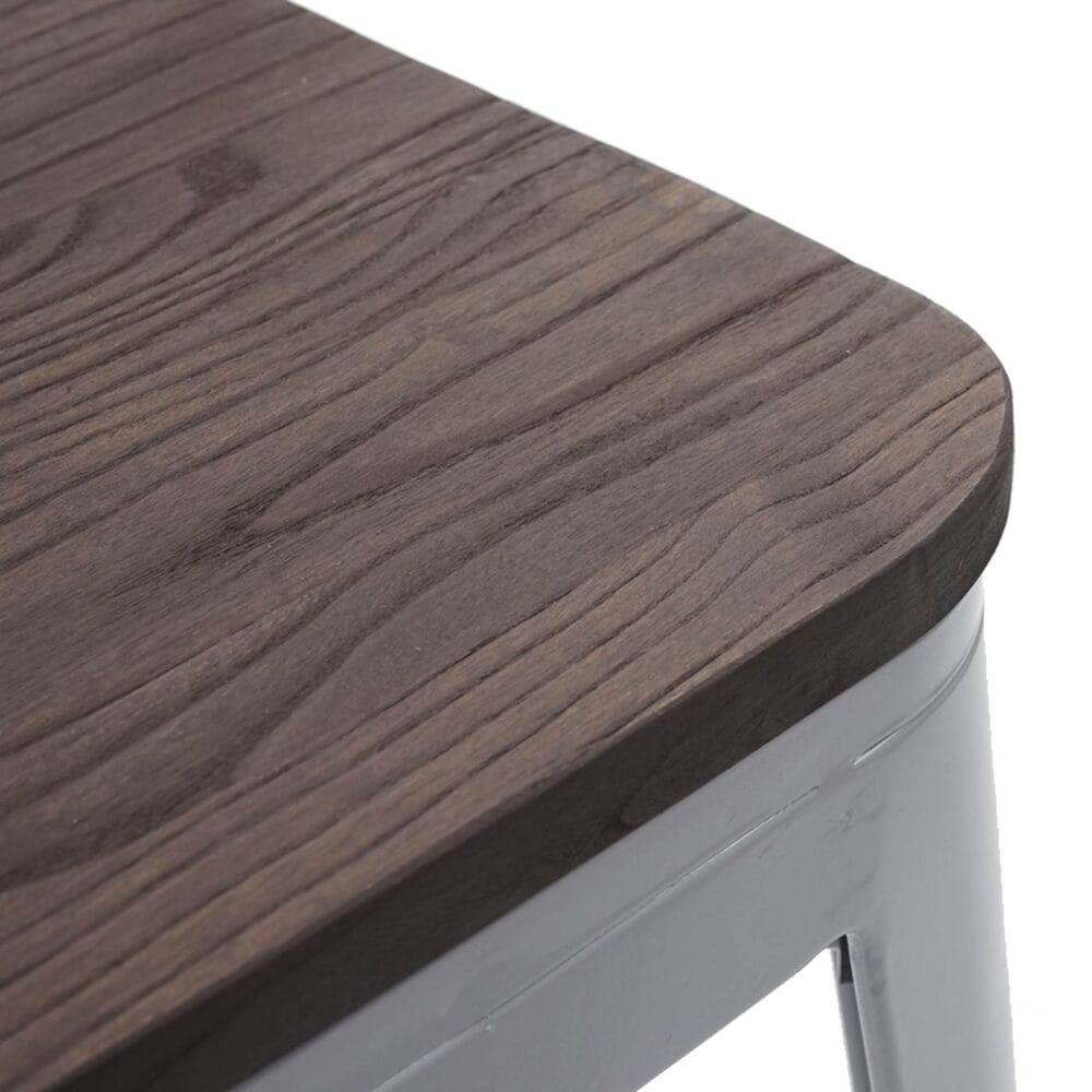 2x Barhocker Metall mit Holz-Sitzflächen Industriedesign ~ grau