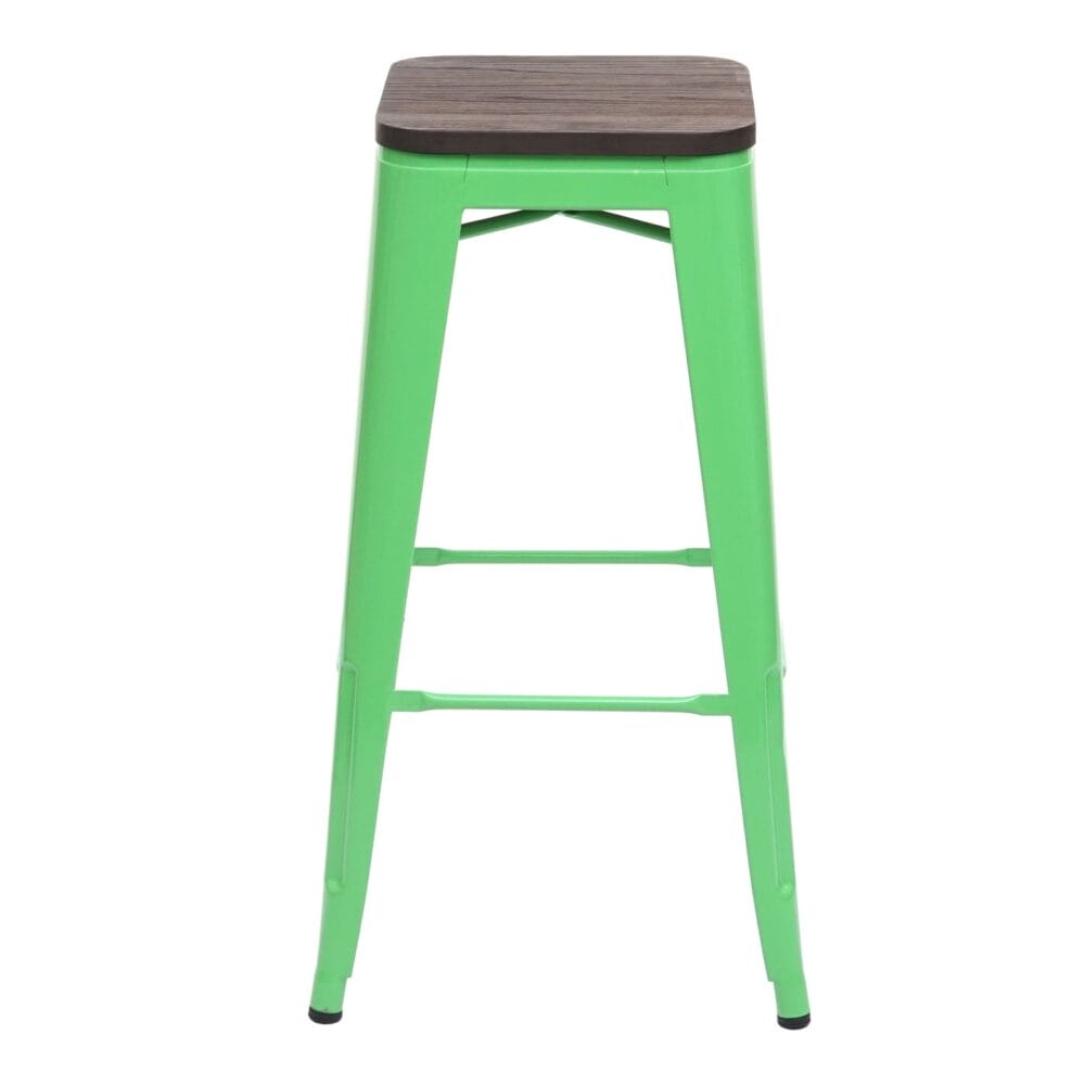 2x Barhocker Metall mit Holz-Sitzflächen Industriedesign ~ grün