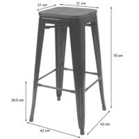 2x Barhocker Metall mit Holz-Sitzflächen Industriedesign ~ rot