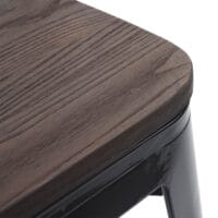 2x Barhocker Metall mit Holz-Sitzflächen Industriedesign ~ schwarz