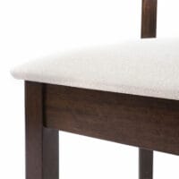 2x Esszimmerstuhl, Küchenstuhl, Stoff/Textil Massiv-Holz ~ dunkles Gestell beige