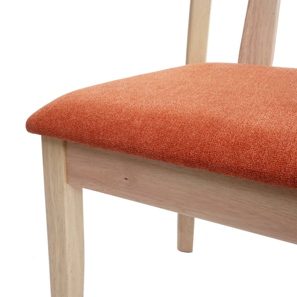 2x Esszimmerstuhl, Küchenstuhl, Stoff/Textil Massiv-Holz helles Gestell, orange
