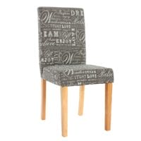 2x Esszimmerstuhl Littau Textil mit Schriftzug grau helle Beine