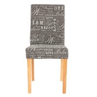 2x Esszimmerstuhl Littau Textil mit Schriftzug grau helle Beine