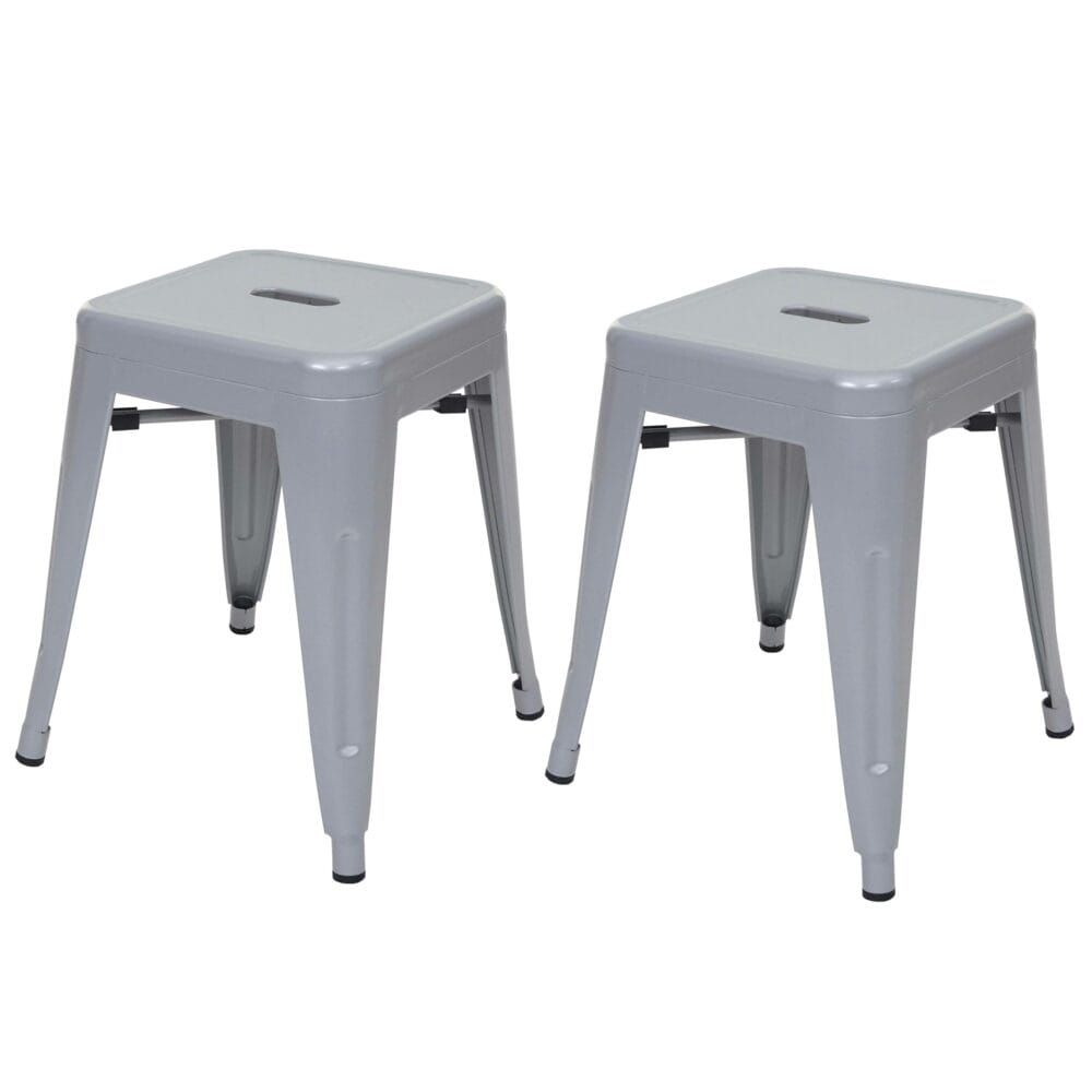 2x Hocker Sitzhocker Metall Industriedesign stapelbar grau