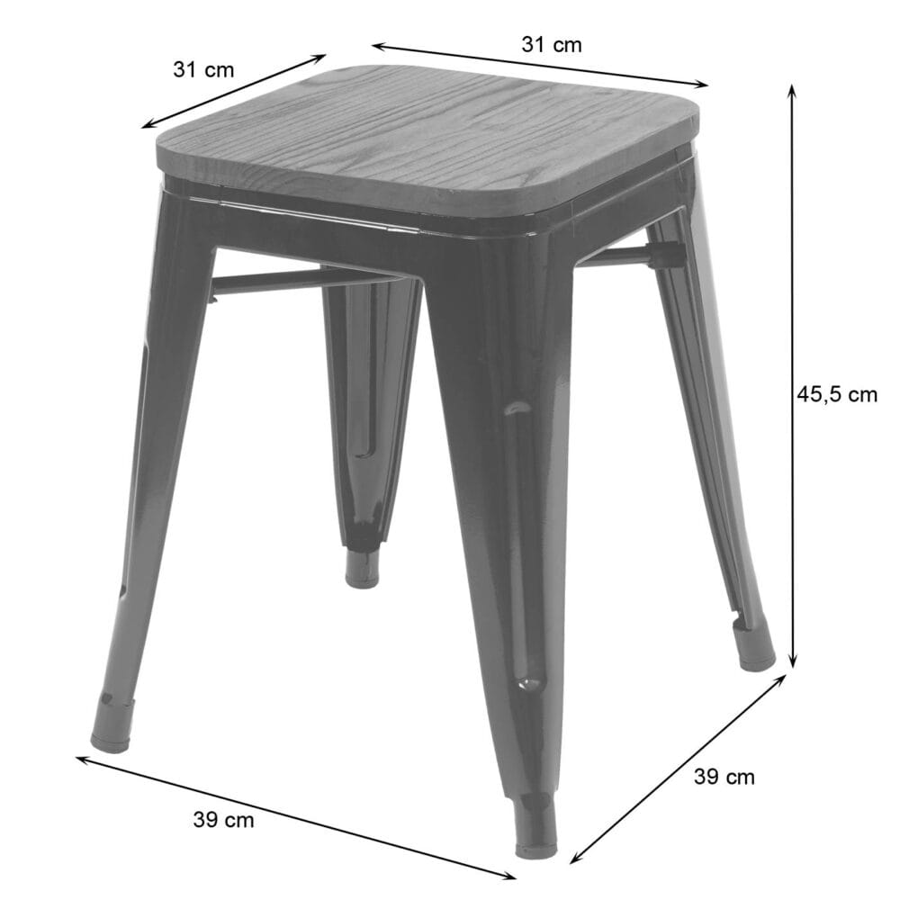 2x Hocker Sitzhocker Metall mit Holz Sitz Industriedesign stapelbar rot