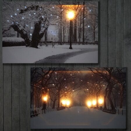 2x LED-Bild 60x40cm ~ Winter + flackernd