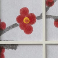 3-teiliger Paravent Raumteiler aus Holz mit Kirschblüten Weiss