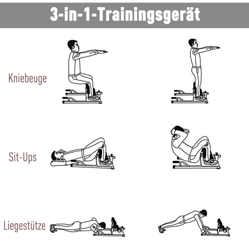 3in1 Kniebeugentrainer Beintrainer Sit-ups und Liegestütze