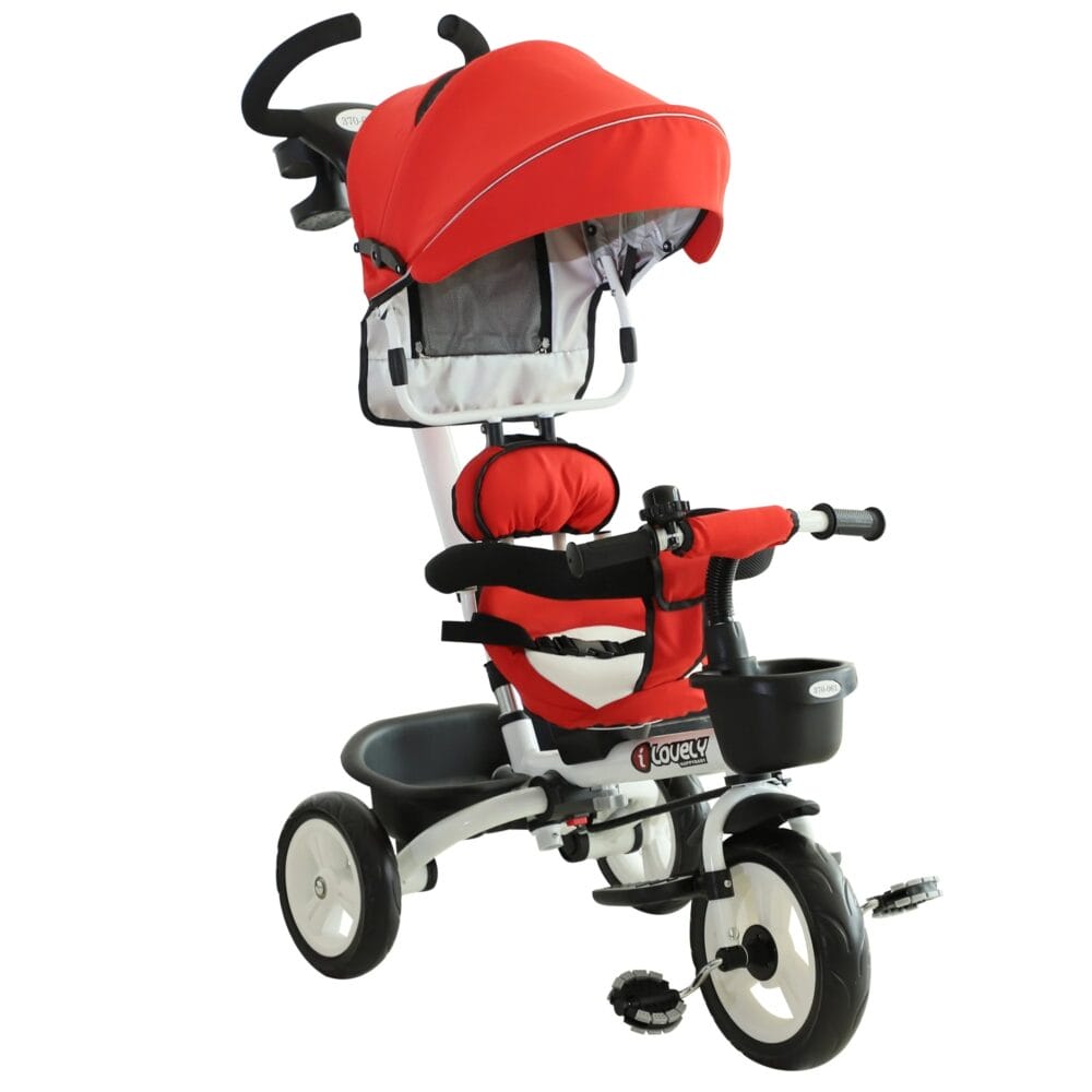 4-in-1 Kinderwagen Dreirad Buggy - Rot