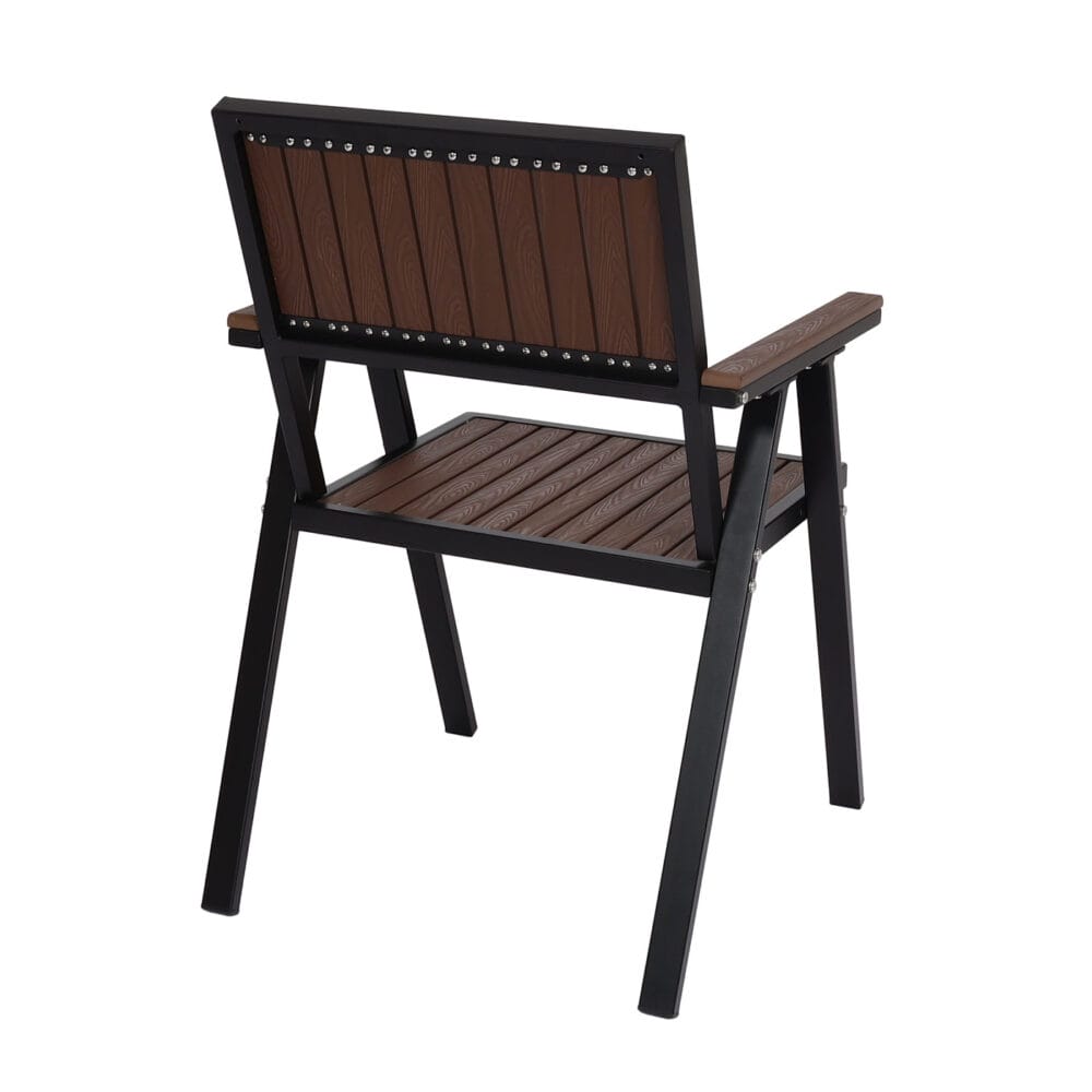 4er-Set Gartenstuhl + Gartentisch Outdoor Alu schwarz dunkelbraun