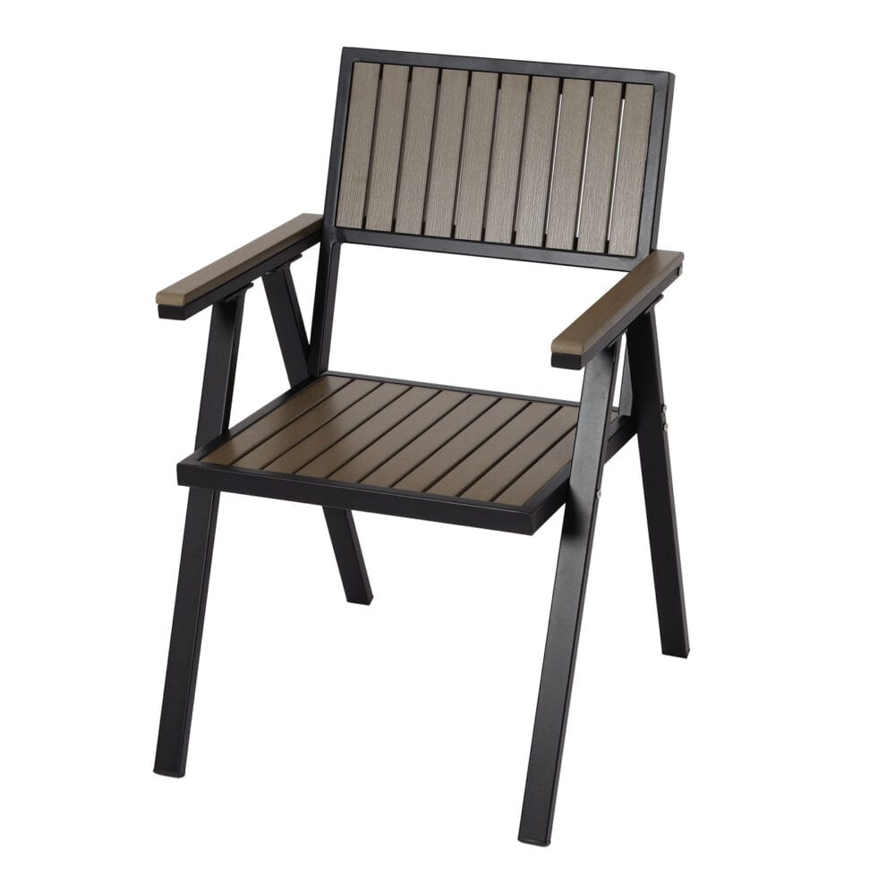 4er-Set Gartenstuhl + Gartentisch Outdoor Alu schwarz grau