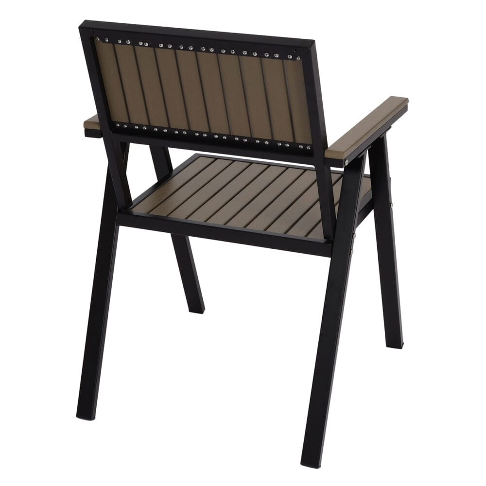 4er-Set Gartenstuhl + Gartentisch Outdoor Alu schwarz grau