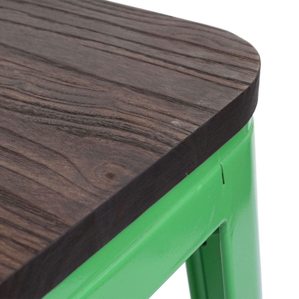 4x Barhocker Metall mit Holz-Sitzflächen Industriedesign ~ grün