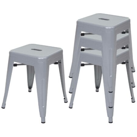 4x Hocker Sitzhocker Metall Industriedesign stapelbar grau
