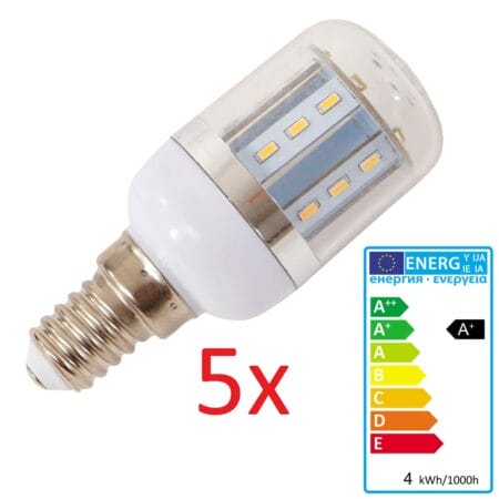 5x LED Leuchtmittel E14 4W warmweiss