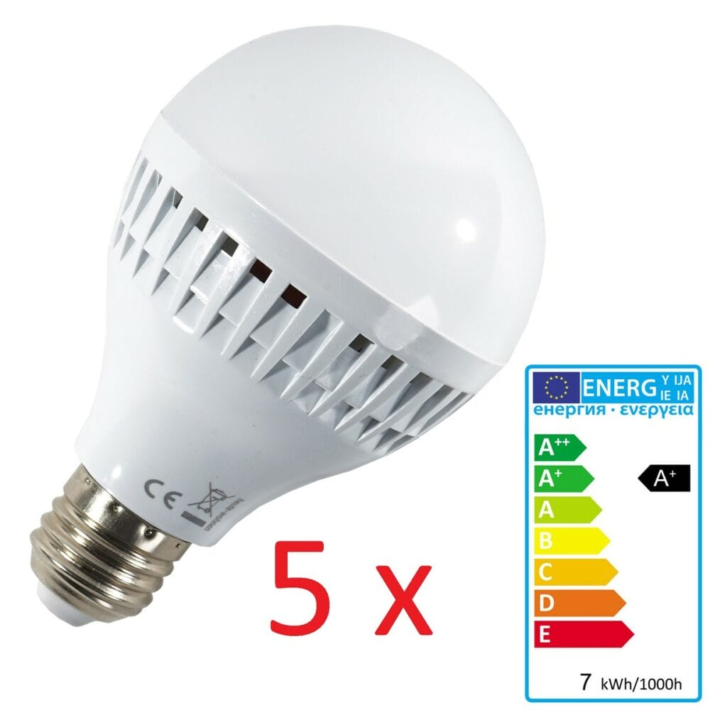 5x LED Leuchtmittel E27 7W warmweiss