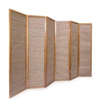 6-teiliger Paravent Raumteiler aus Holz Braun