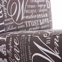 6x Esszimmerstuhl Littau Textil mit Schriftzug grau