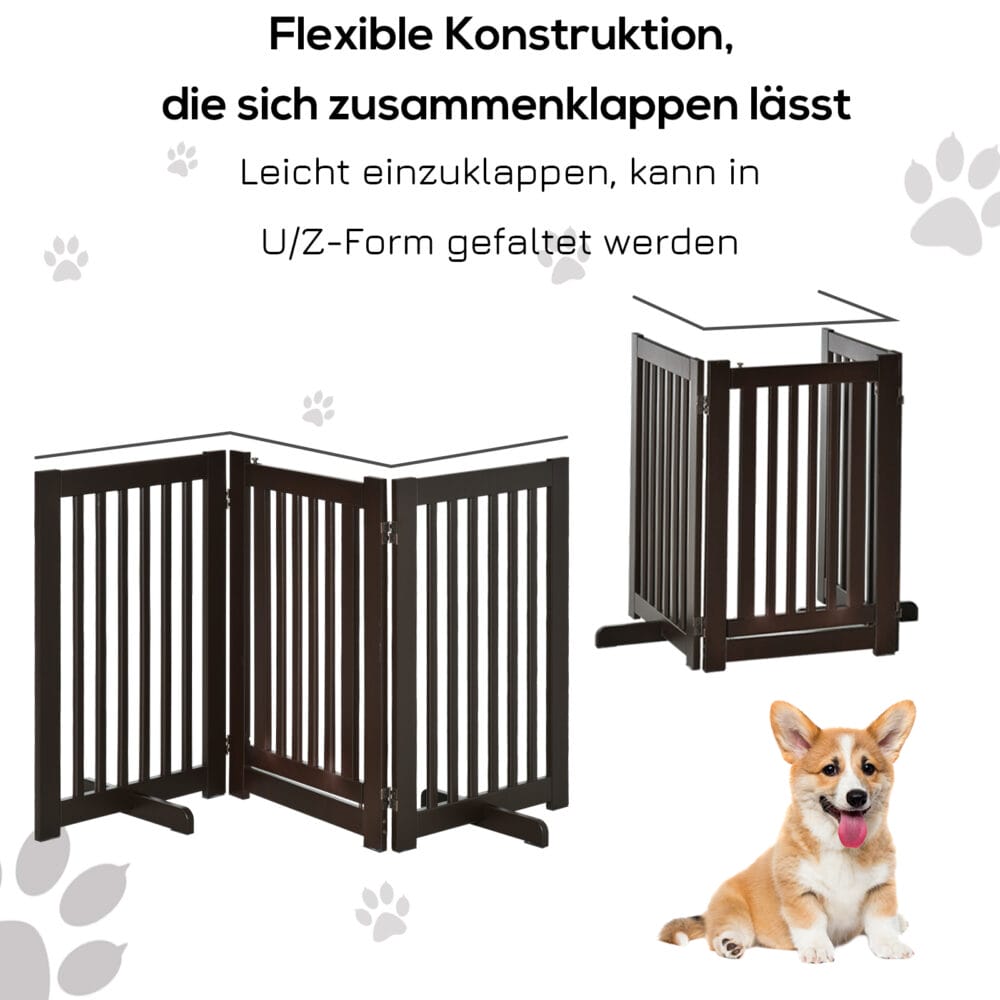 Absperrgitter Holz Freistehendes Schutzgitter für Hunde 155x1.5x76cm