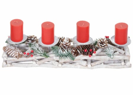 Adventskranz Weihnachtsdeko 50cm Kerzen rot