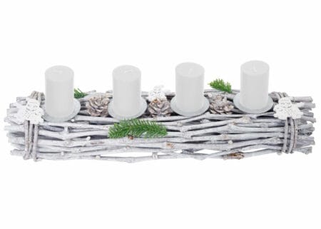 Adventskranz Weihnachtsdeko 60cm Kerzen weiss