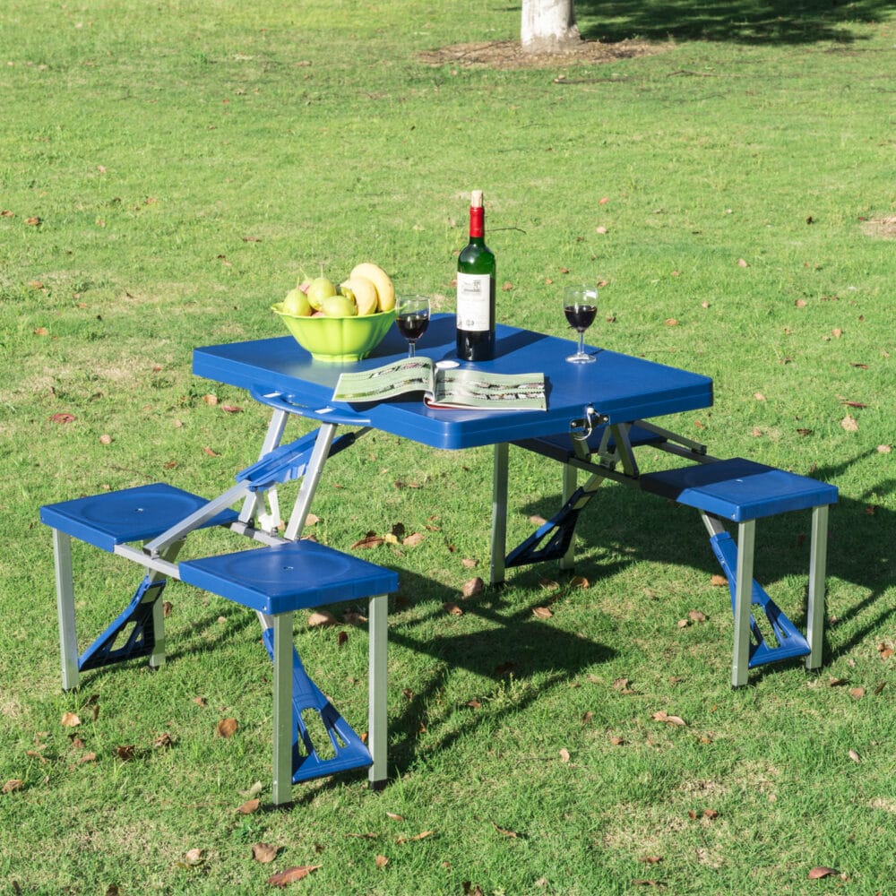 Alu Campingtisch Picknick 4-Sitzer klappbar Blau