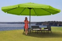 Alu-Sonnenschirm Meran Pro Gastronomie Marktschirm mit Volant Ø 5m ~ grün ohne Ständer