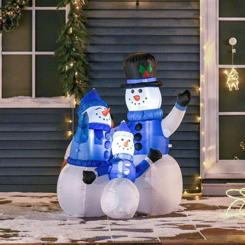Aufblasbarer Schneemann Familie mit LED 120cm