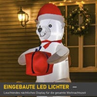 Aufblasbarer Weihnachts-Eisbär 180cm beleuchtet