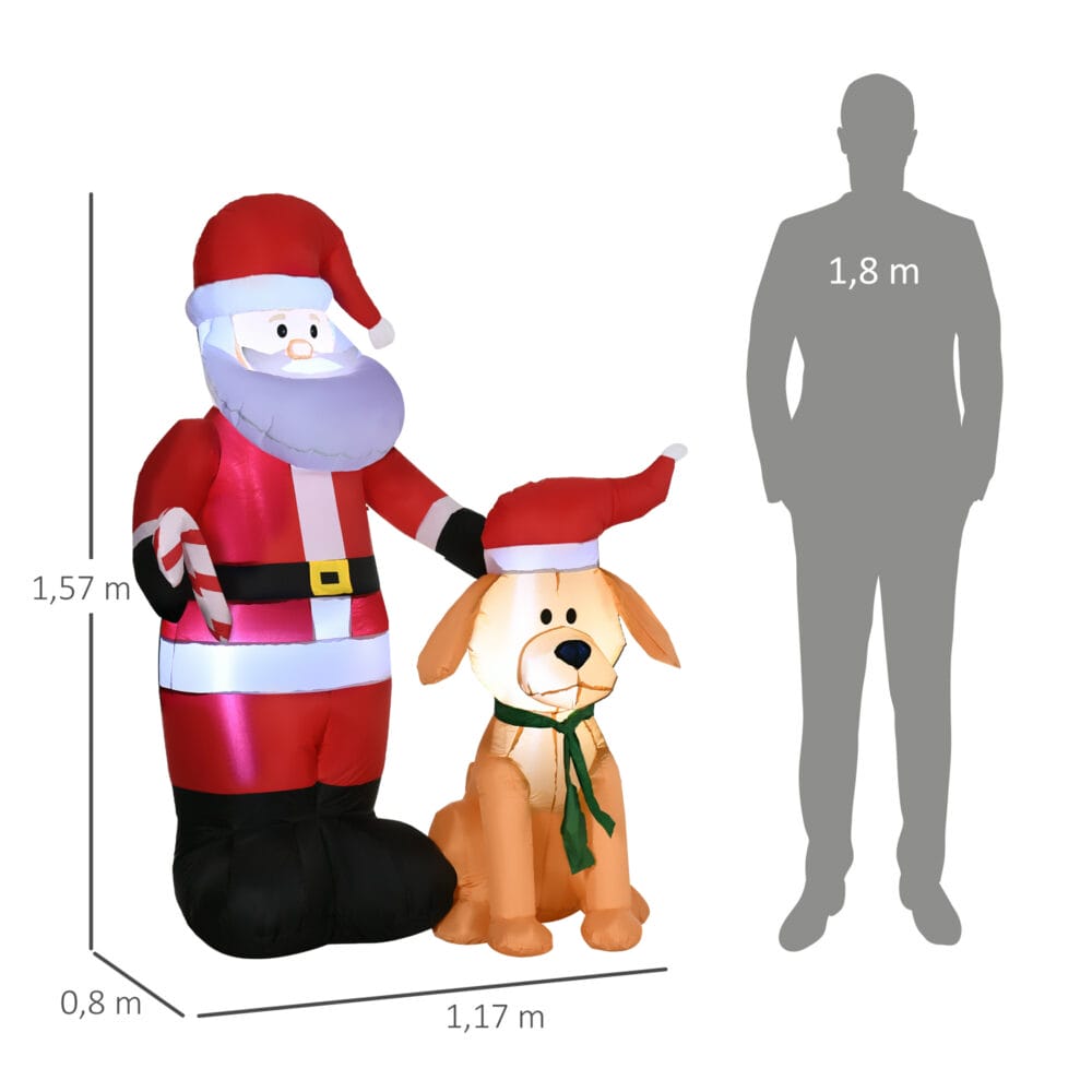 Aufblasbarer Weihnachtsmann 157cm mit Hund