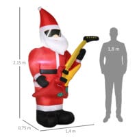 Aufblasbarer Weihnachtsmann 215cm  mit E-Gitarre