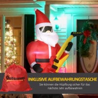 Aufblasbarer Weihnachtsmann 215cm  mit E-Gitarre