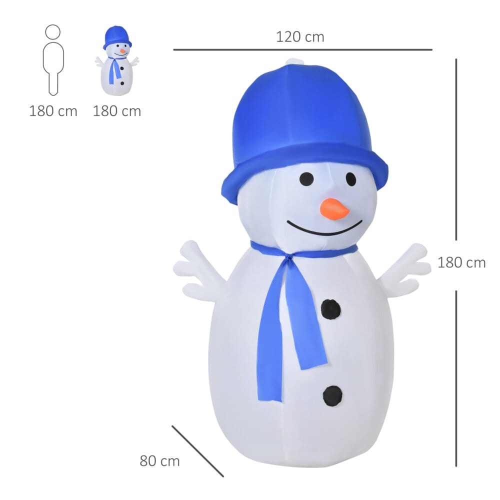 Aufblasbarer XL Schneemann mit Drehlichtern 180cm