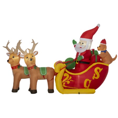 Aufblasbarer XXL Weihnachtsmann mit Schlitten 230cm LED Lichter