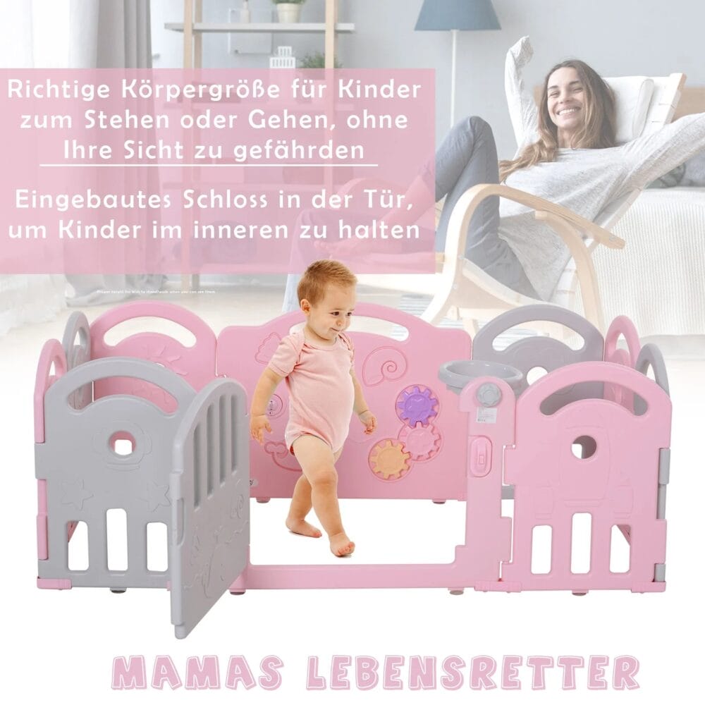 Baby Laufgitter Flexi Absperrgitter 162x84cm + Spielzeug