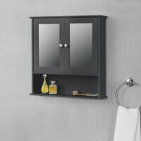 Badezimmerschrank Linz 58x56x13 cm mit Spiegel MDF Dunkelgrau