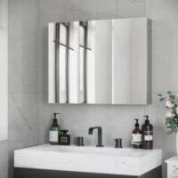 Badezimmerschrank Spiegelschrank Edelstahl Silber 70x12x55cm