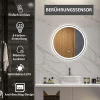Badezimmerspiegel Badspiegel mit LED-Beleuchtung Ø60cm