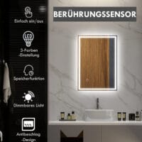 Badspiegel Badezimmerspiegel mit LED-Leuchte 80x60cm