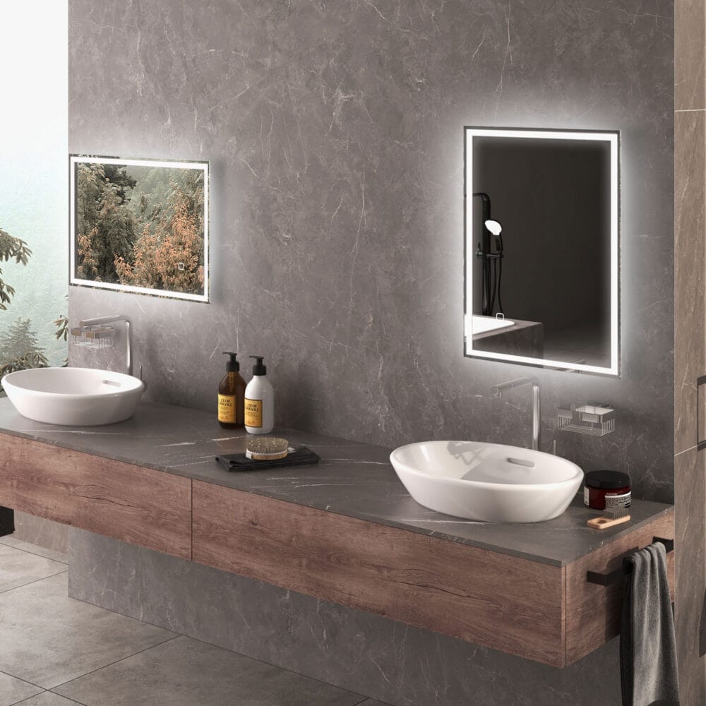 Badspiegel Badezimmerspiegel mit LED-Leuchte 80x60cm