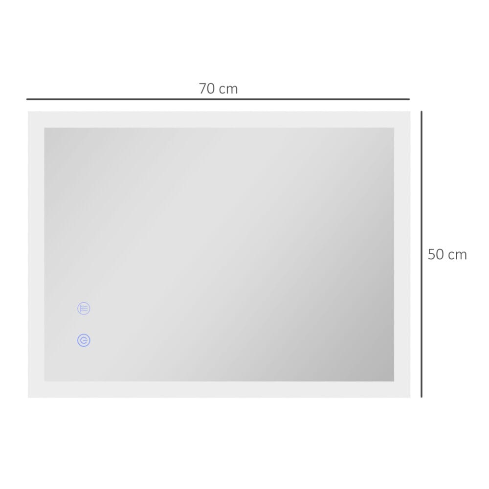 Badspiegel mit LED-Beleuchtung mit Touchschalter 70x50cm