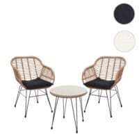 Balkon-Set Rattan 2x Stuhl und Tisch naturfarben