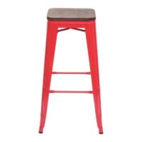 Barhocker Metall mit Holz-Sitzflächen Industriedesign ~ rot