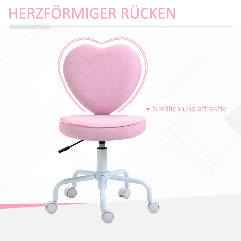 Bürostuhl Herzform Stoffbezug rosa