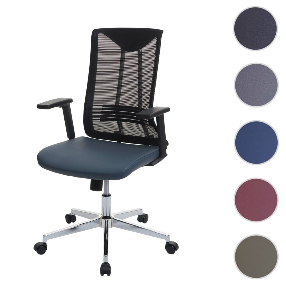 Bürostuhl JAM-J53 ergonomisch Kunstleder blau-grau