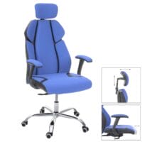 Bürostuhl Sliding-Funktion mit Nackenstütze Stoff blau