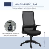 Bürostuhl ergonomisch 360°-Drehräder Schwarz