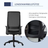 Bürostuhl ergonomisch 360°-Drehräder Schwarz
